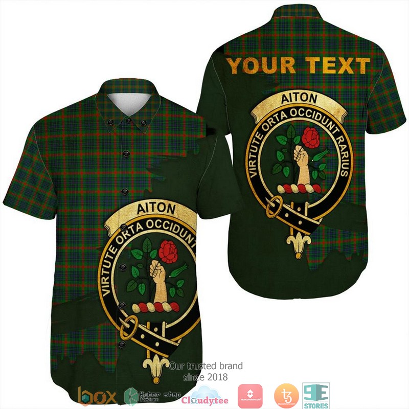 Aiton Tartan Crest Short Sleeve Hawaiian Shirt