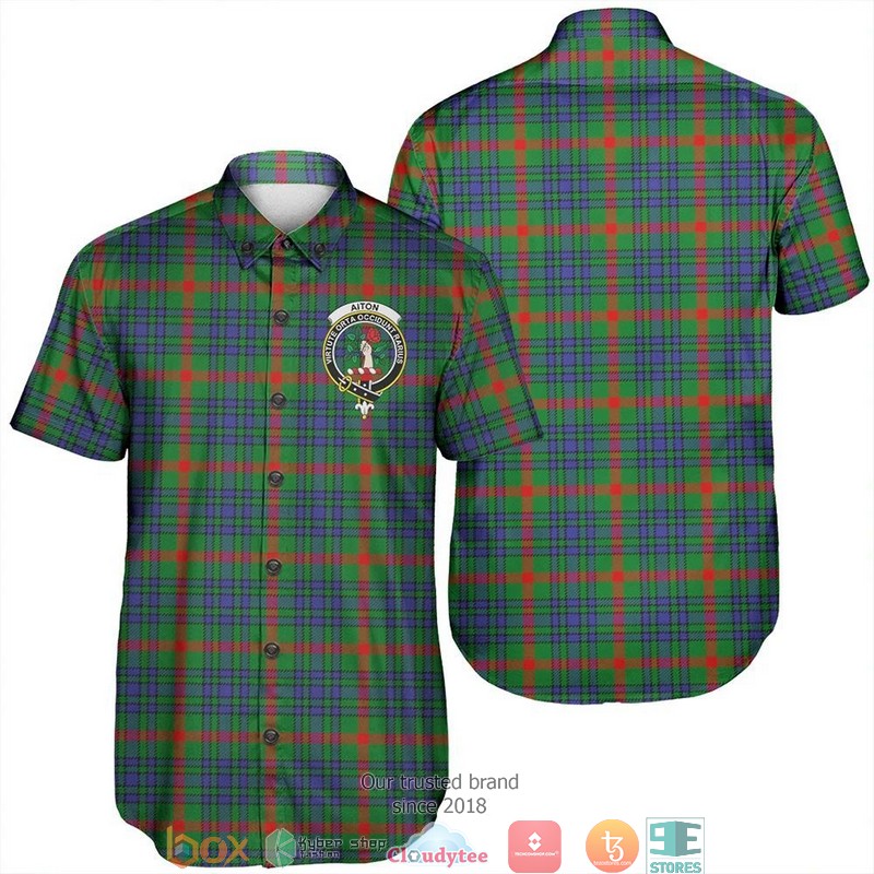 Aiton Tartan Crest Personalized Short Sleeve Hawaiian Shirt