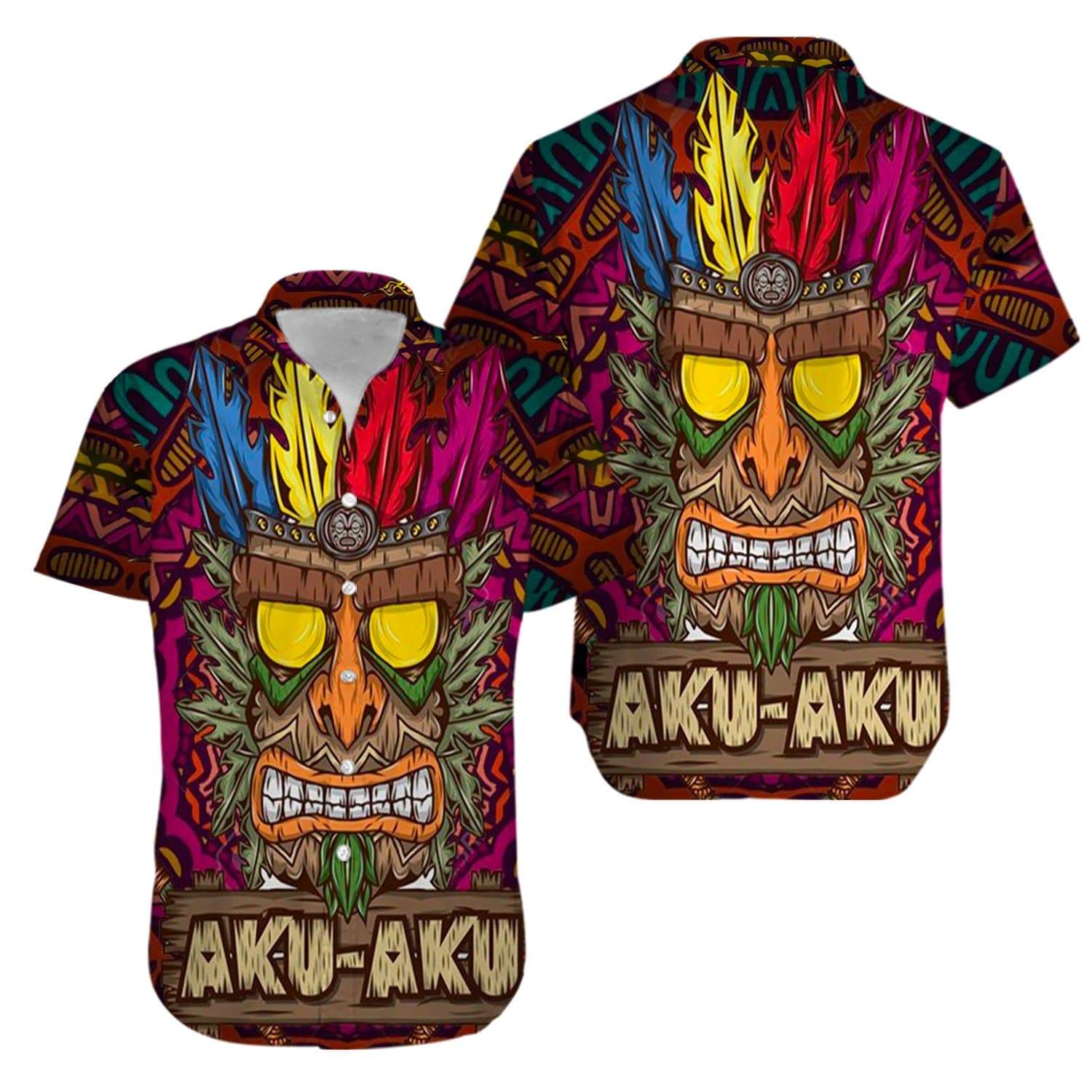 Aku Aku Mascaras Tiki Mask Aloha Hawaiian Shirt For Men Women