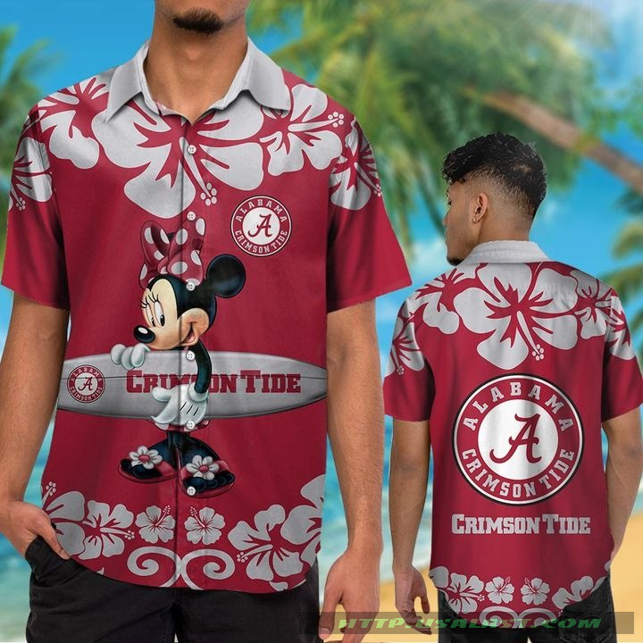 Alabama Crimson Tide Hibiscus Hawaiian Shirt Beach Short