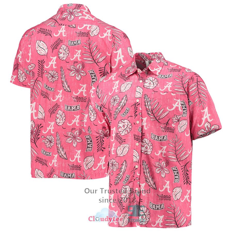 Alabama Crimson Tide Wes & Willy Vintage Floral Crimson Hawaiian Shirt