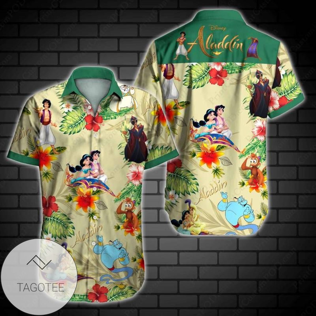 Aladdin Hawaiian II Graphic Print Short Sleeve Hawaiian Casual Shirt