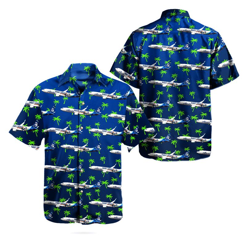 Alaska Airlines Boeing 737-990/ER Seattle Seahawks Livery Hawaiian Shirt