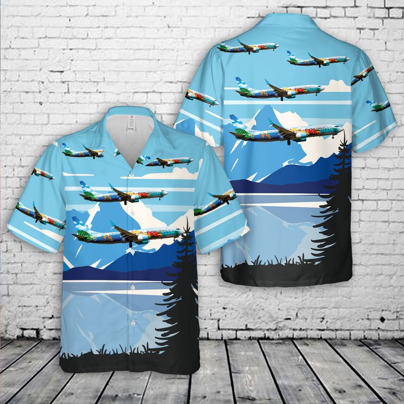 Alaska Airlines Boeing 737-990/ER Seattle Seahawks Livery Hawaiian Shirt