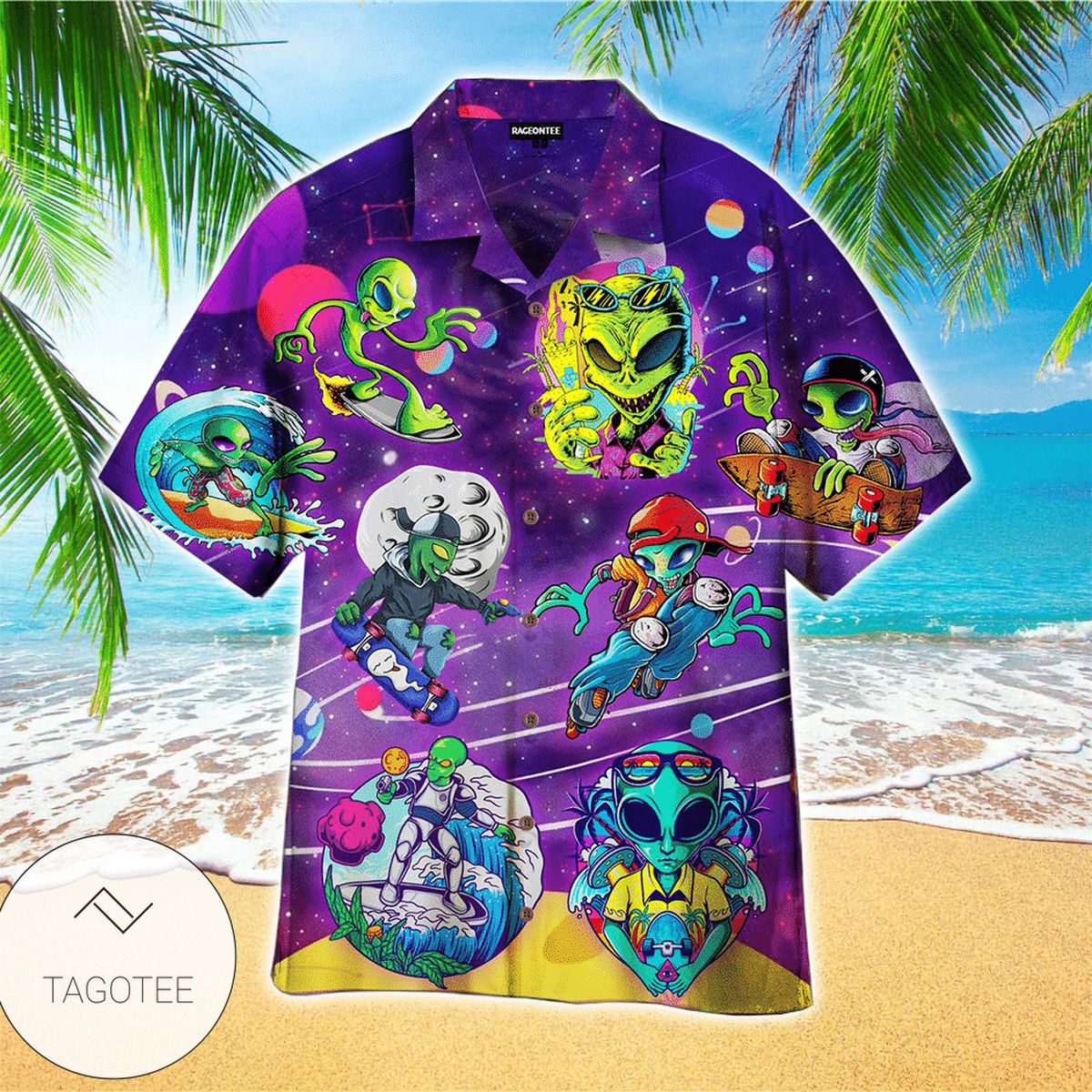 Alien Ufo Hippie Hawaiian Shirt