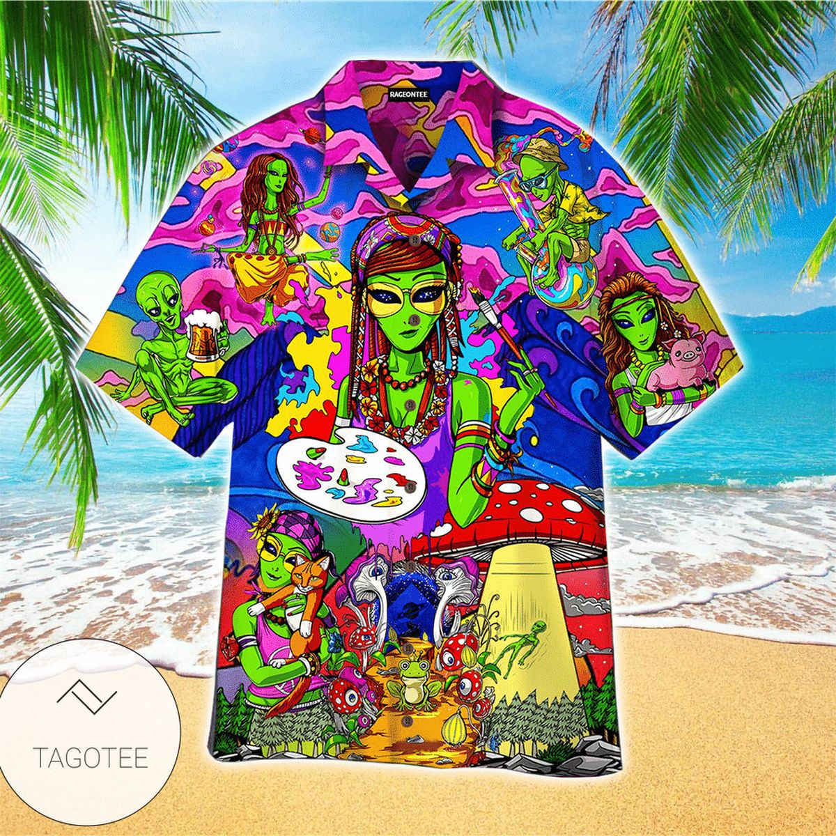 Alien Hippie Hawaiian Shirt