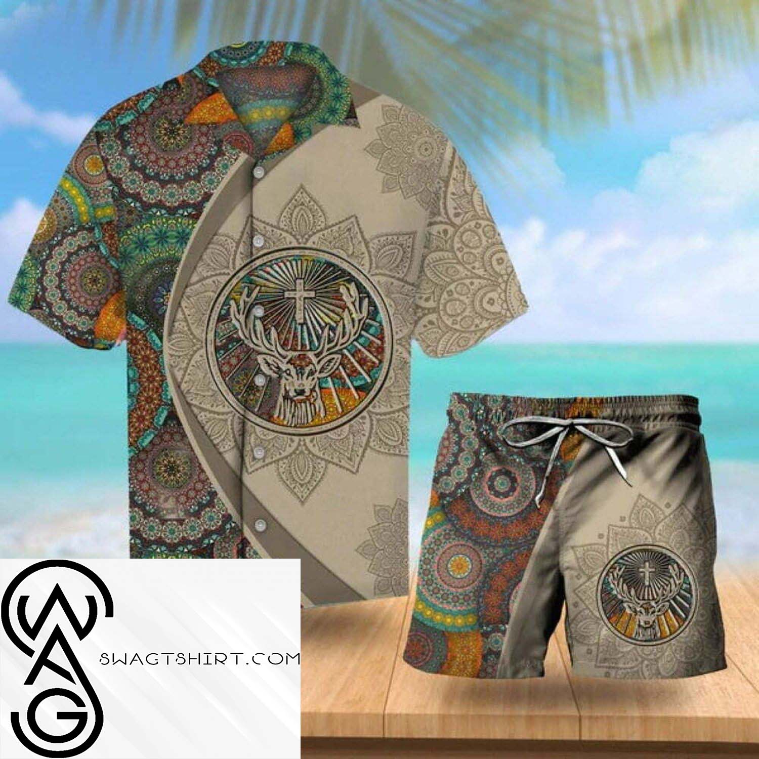 Aloha Mandala Jagermeister All Over Print Hawaiian Shirt And Beach Shorts