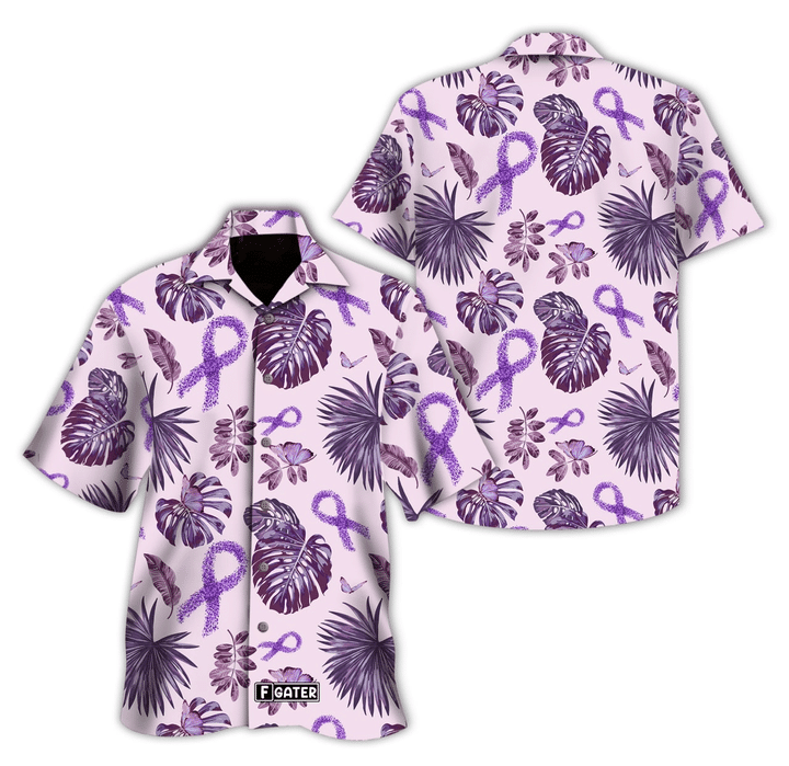 Alzheimers Awareness Ribbon Hawaiian Aloha Shirt For Men Women