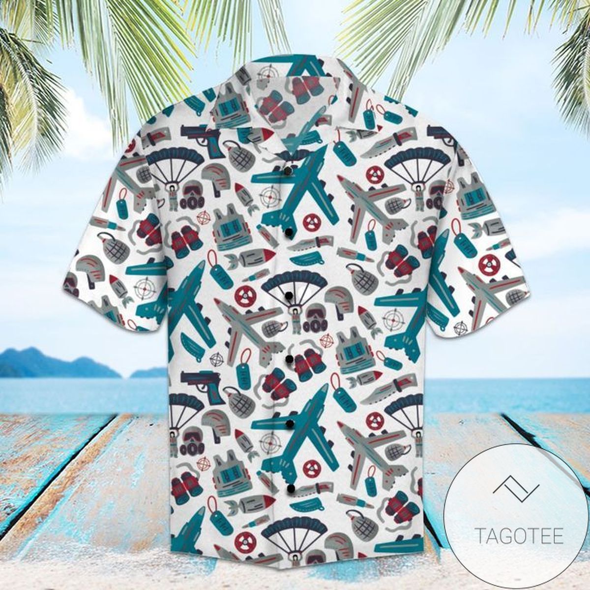 Amazing Accordion Hawaiian Graphic Print Short Sleeve Hawaiian Shirt