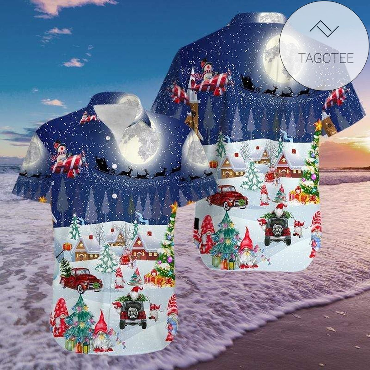 Amazing Christmas Train Santa Claus Hawaiian Aloha Shirts