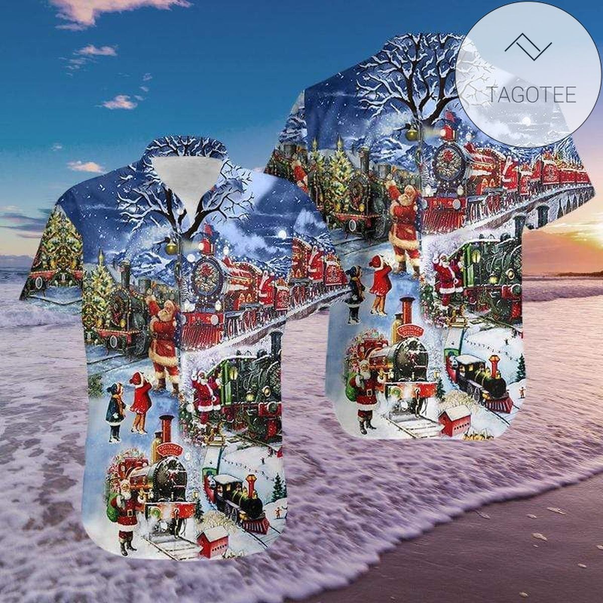 Amazing Christmas Train Santa Claus Hawaiian Shirt