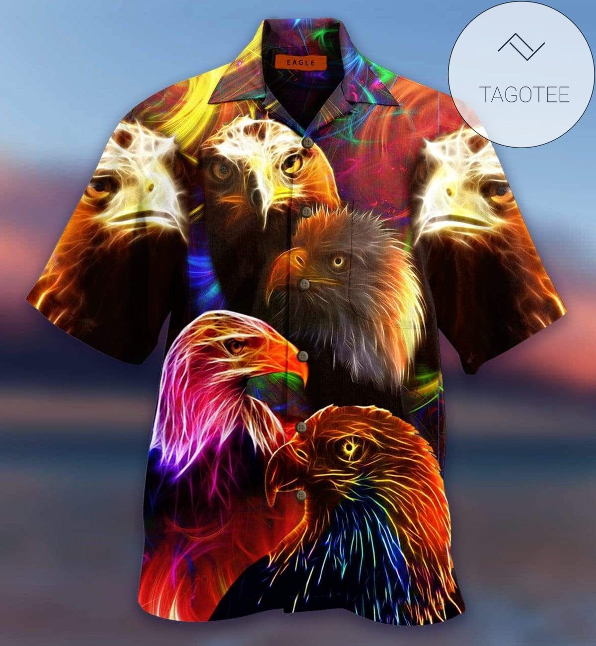 Amazing Colorful T-rex Dinosaur Glowing Hawaiian Aloha Shirts