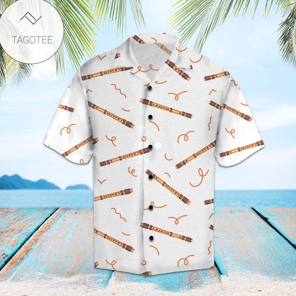 Amazing Flute 3d Hawaiian Shirt For Men With Vibrant Colors And Textures