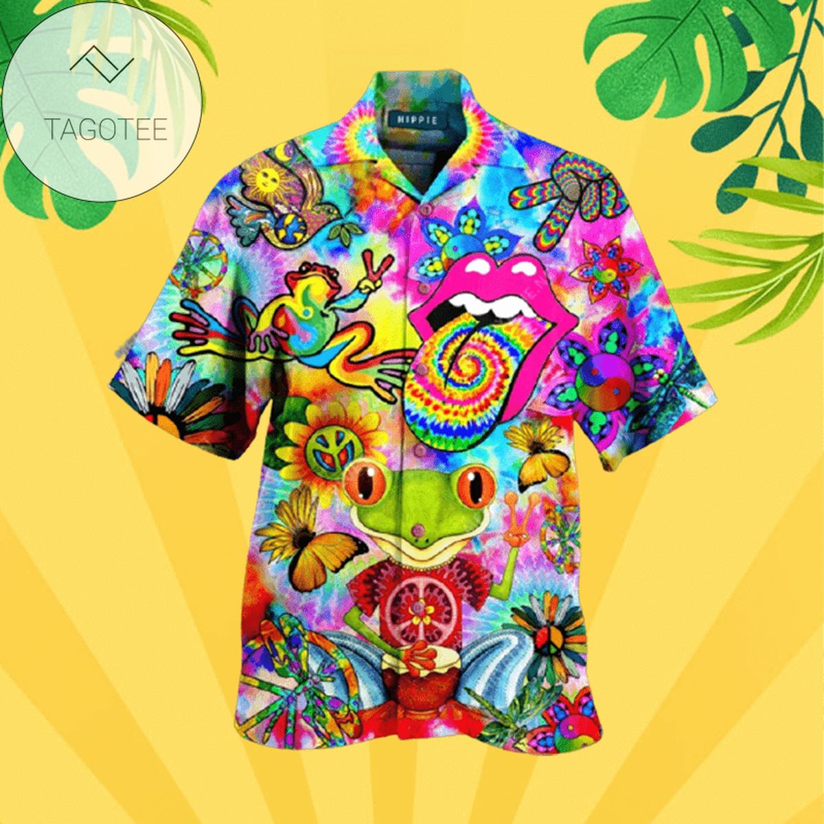 Amazing Hippie Hawaiian Graphic Print Short Sleeve Hawaiian Casual Shirt