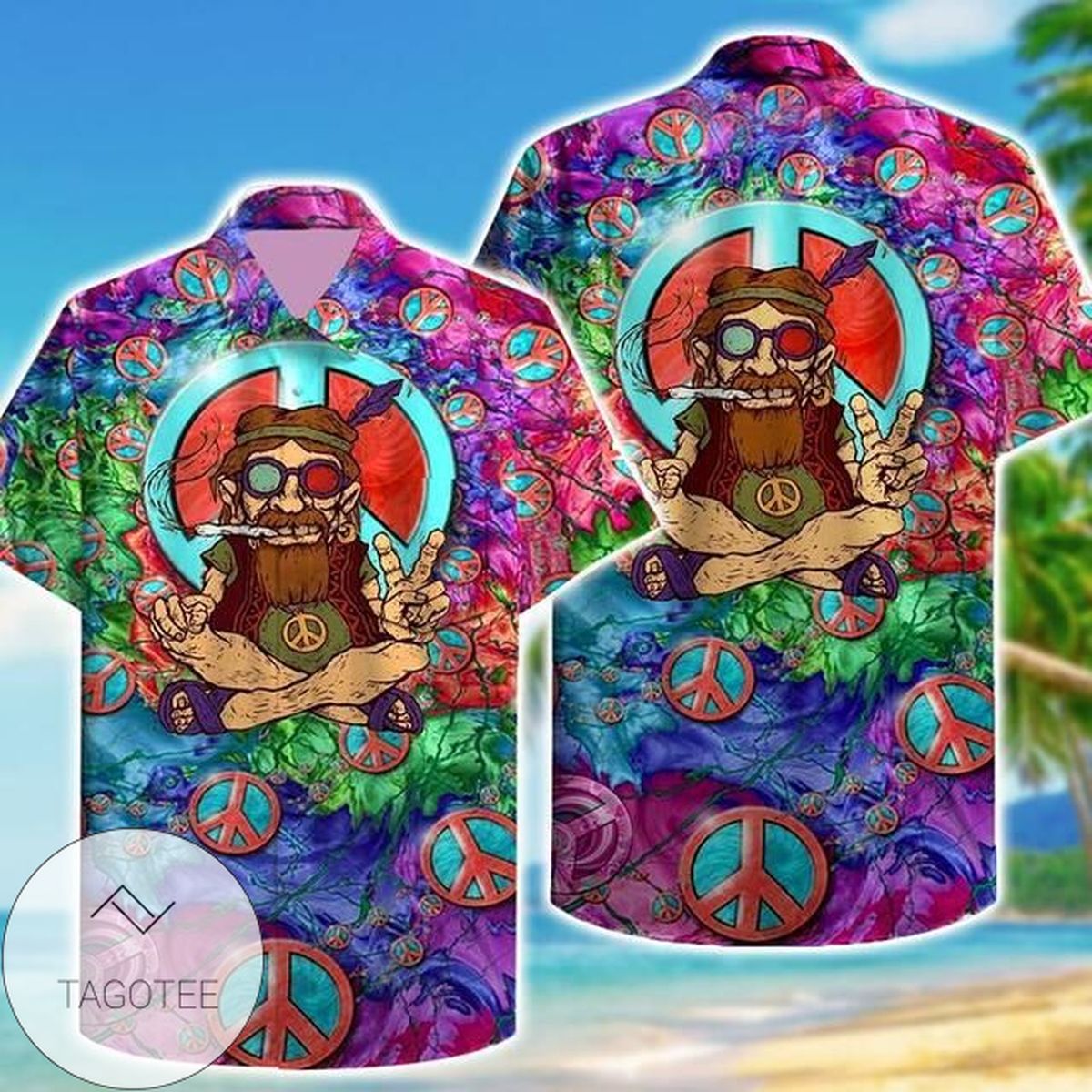 Amazing Hippie Hawaiian Graphic Print Short Sleeve Hawaiian Casual Shirt