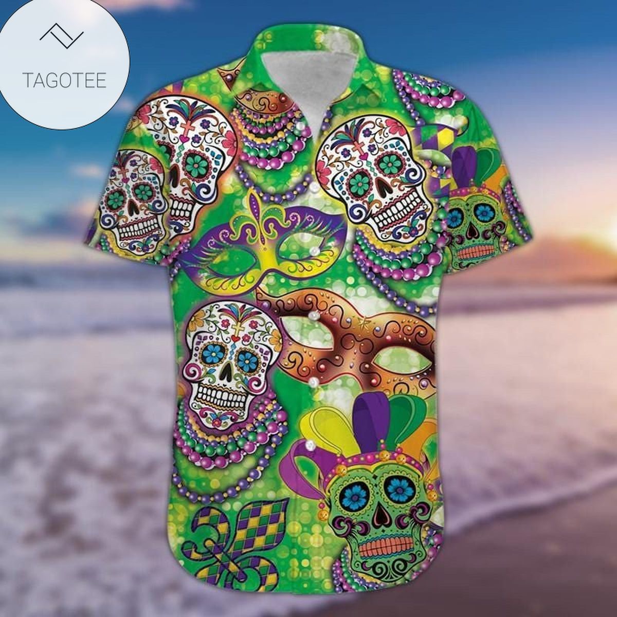 Amazing Sugar Skull Happy Mardi Gras 2021 Authentic Hawaiian Shirt 2022s 040321h