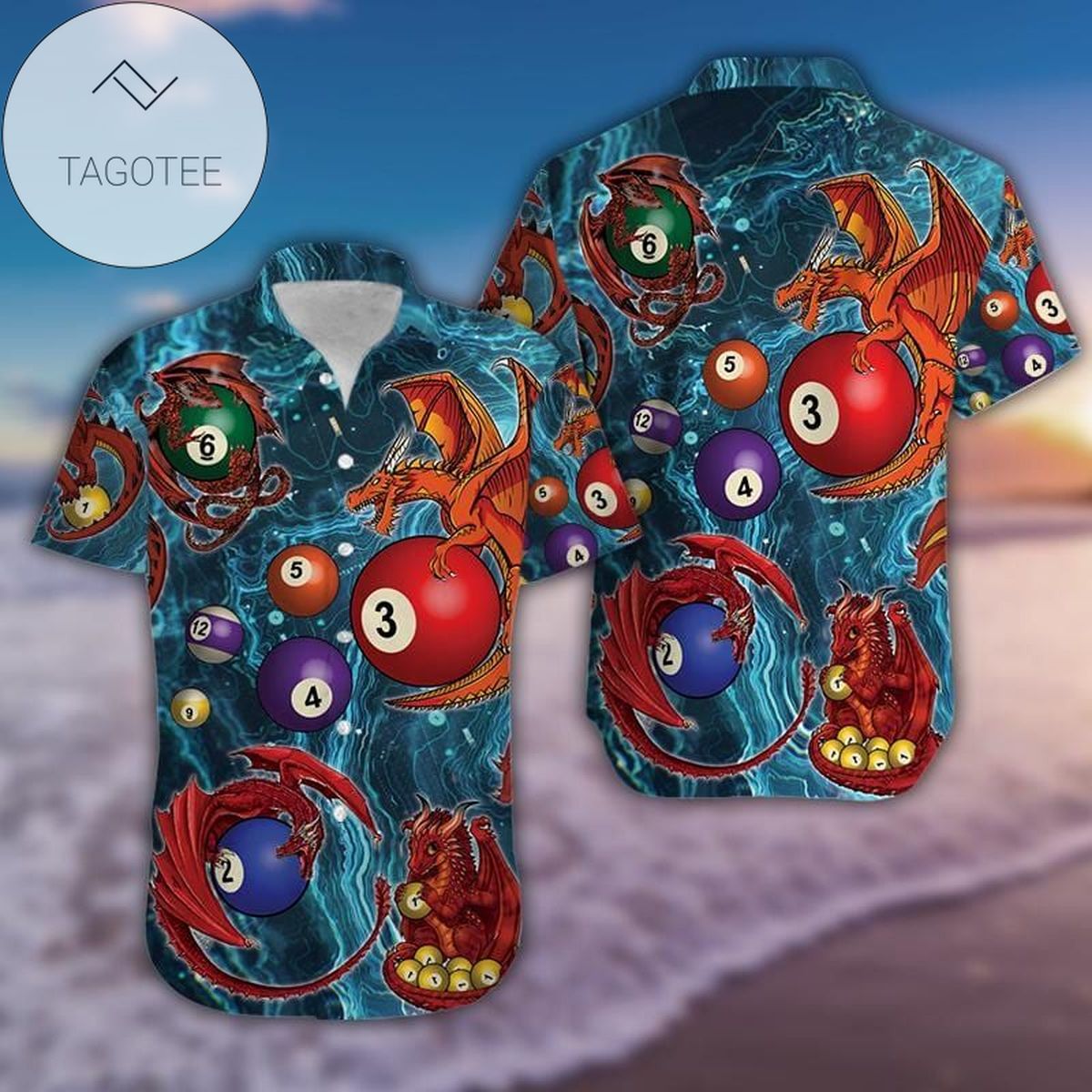 Amazing Thunder Bowling Dragon Blue Unisex Hawaiian Shirts