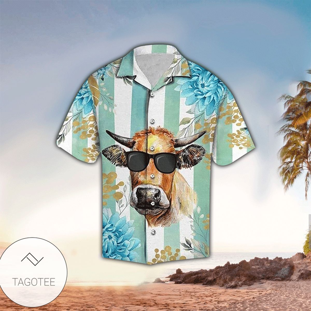 Amazing Train Locomotive Graphic Print Short Sleeve Hawaiian Casual Shirt