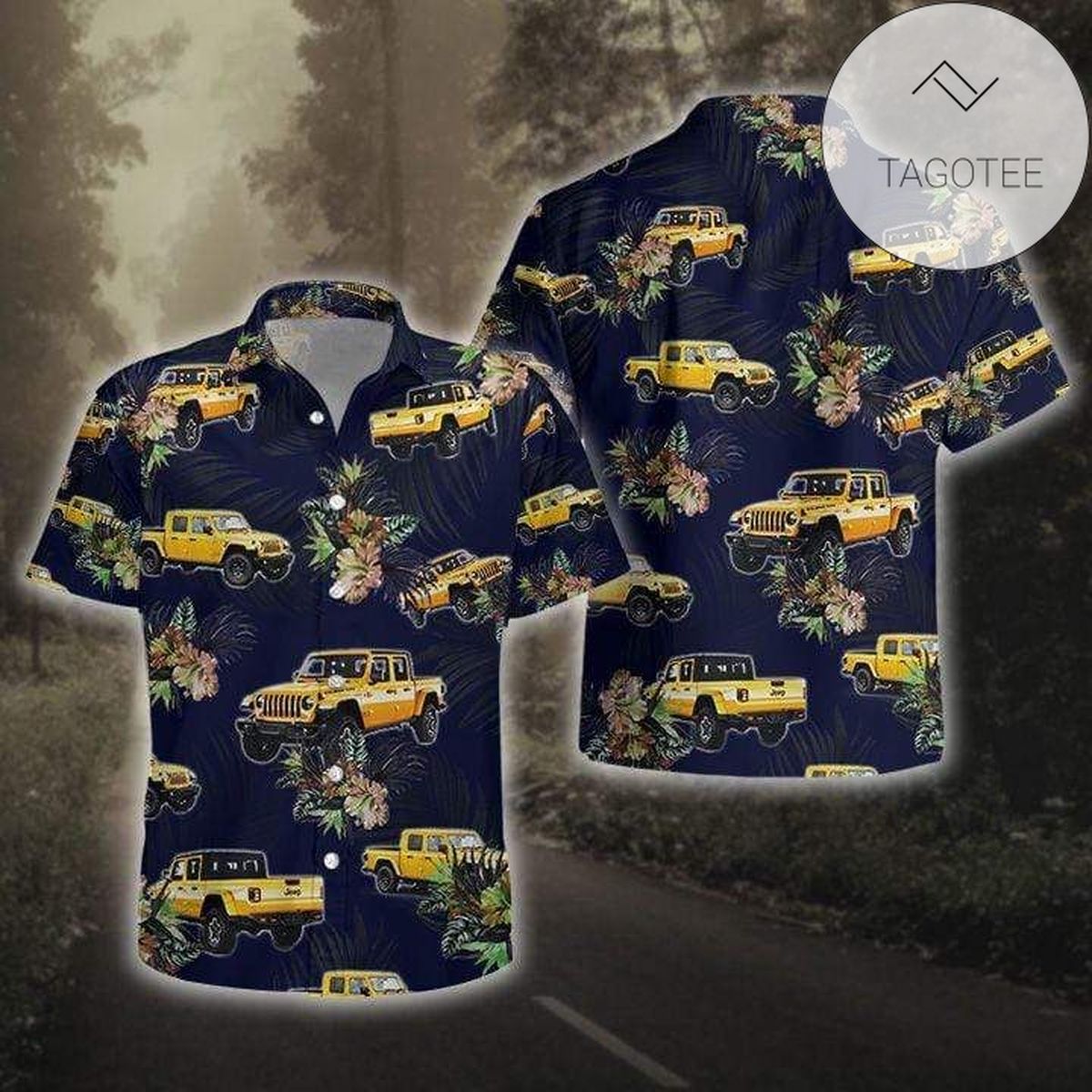 Amazing Tropical Yellow Jeep Navy Unisex 2022 Authentic Hawaiian Shirts