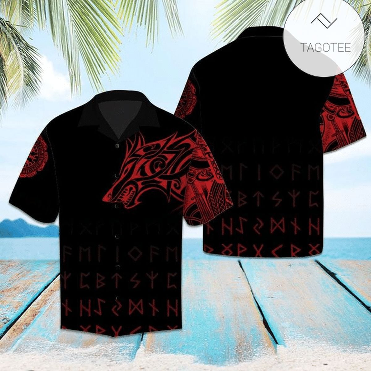 Amazing Viking Red And Black Unisex Authentic Hawaiian Shirt 2022s V