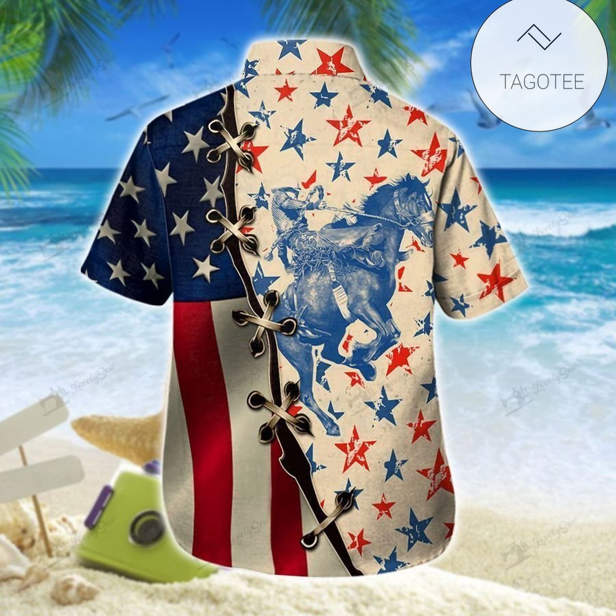 America Independence Day Cow and Beer Firework Hawaiian Shirt