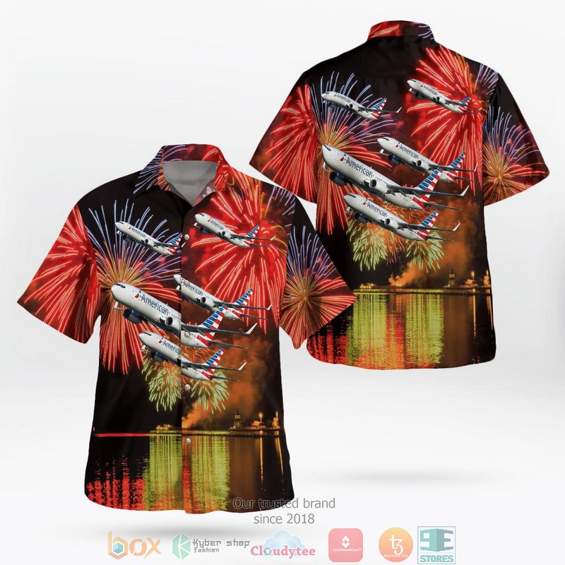 American Airlines Boeing 737 823 Old Livery Independence Day Hawaiian Shirt