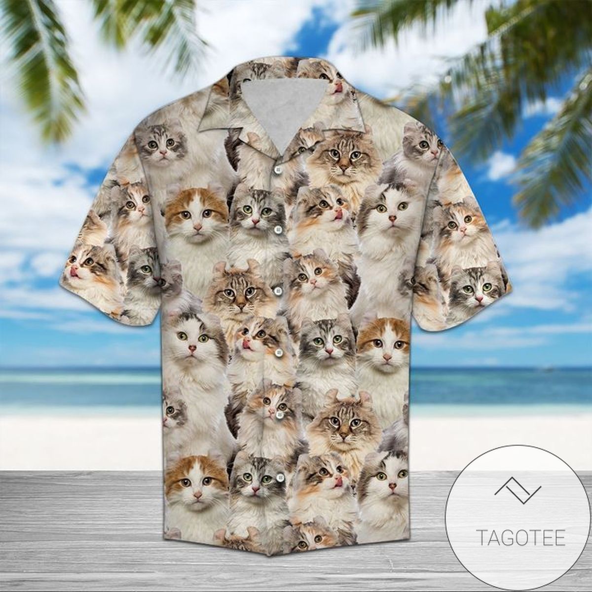 American Curl Cat All Over Print 3D Summer Short Sleeve Hawaiian Beach Shirt