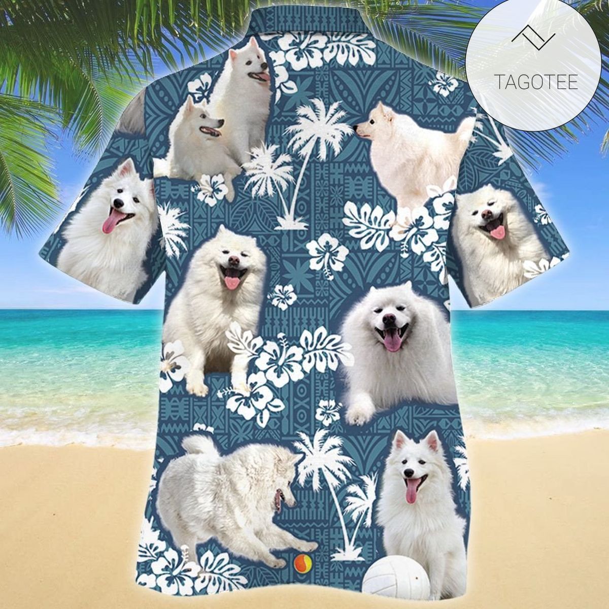 American Eskimo Dog Great Hawaiian Shirt For Men With Vibrant Colors And Textures