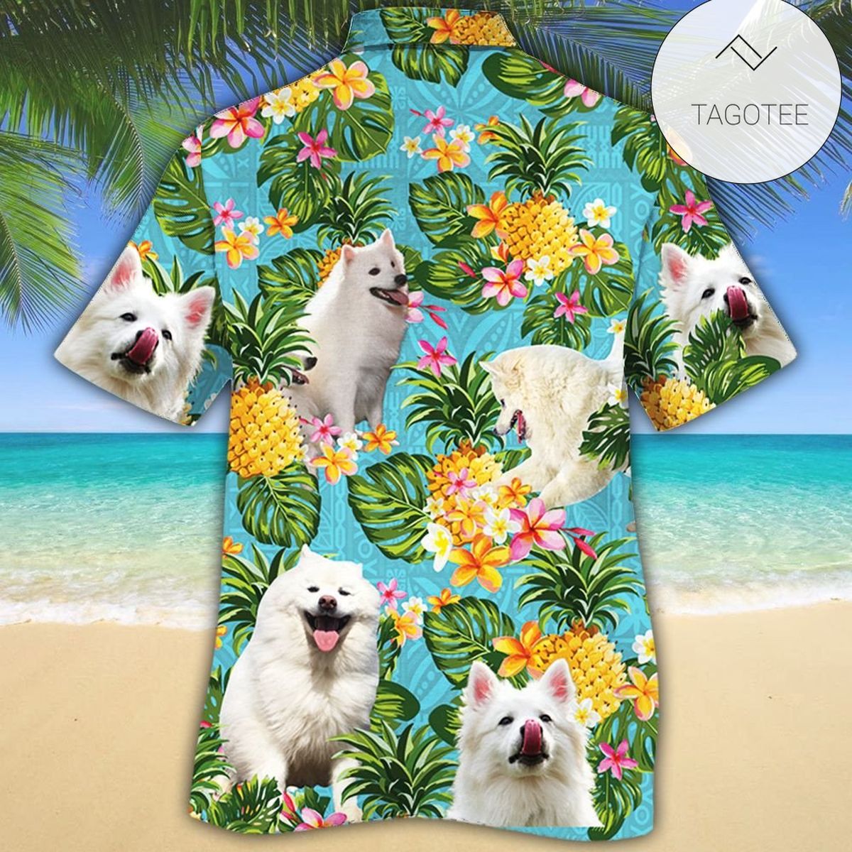 American Eskimo Dog Lovers Sun Flower Hawaiian Shirt