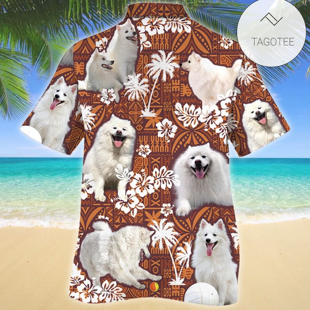 American Eskimo Dog Tropical Plant Hawaiian Shirt