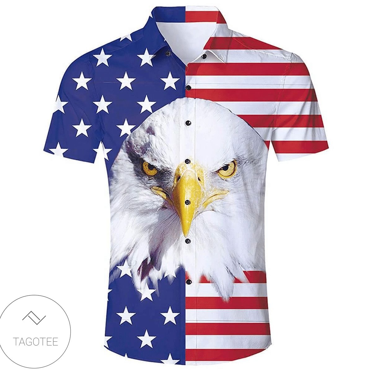 American Flag Combatant Eagle Unisex Hawaiian Aloha Shirts V