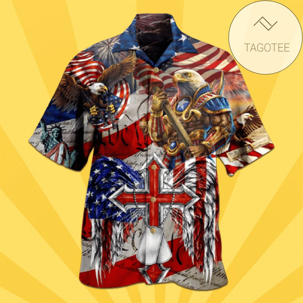 American Flag Bald Eagles Patriots Hawaiian Shirt