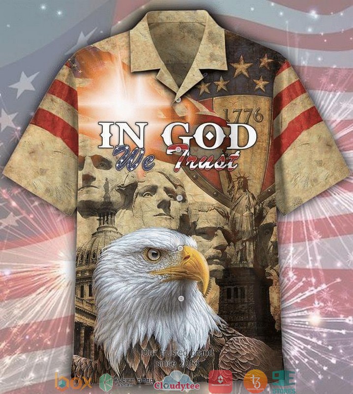 American Flag Eagle And Statue of Liberty Short Sleeve Hawaiian shirt