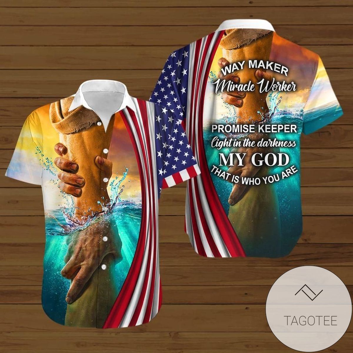 American Flag Home Of The Free Because Of The Brave Print Short Sleeve Hawaiian Casual Shirt