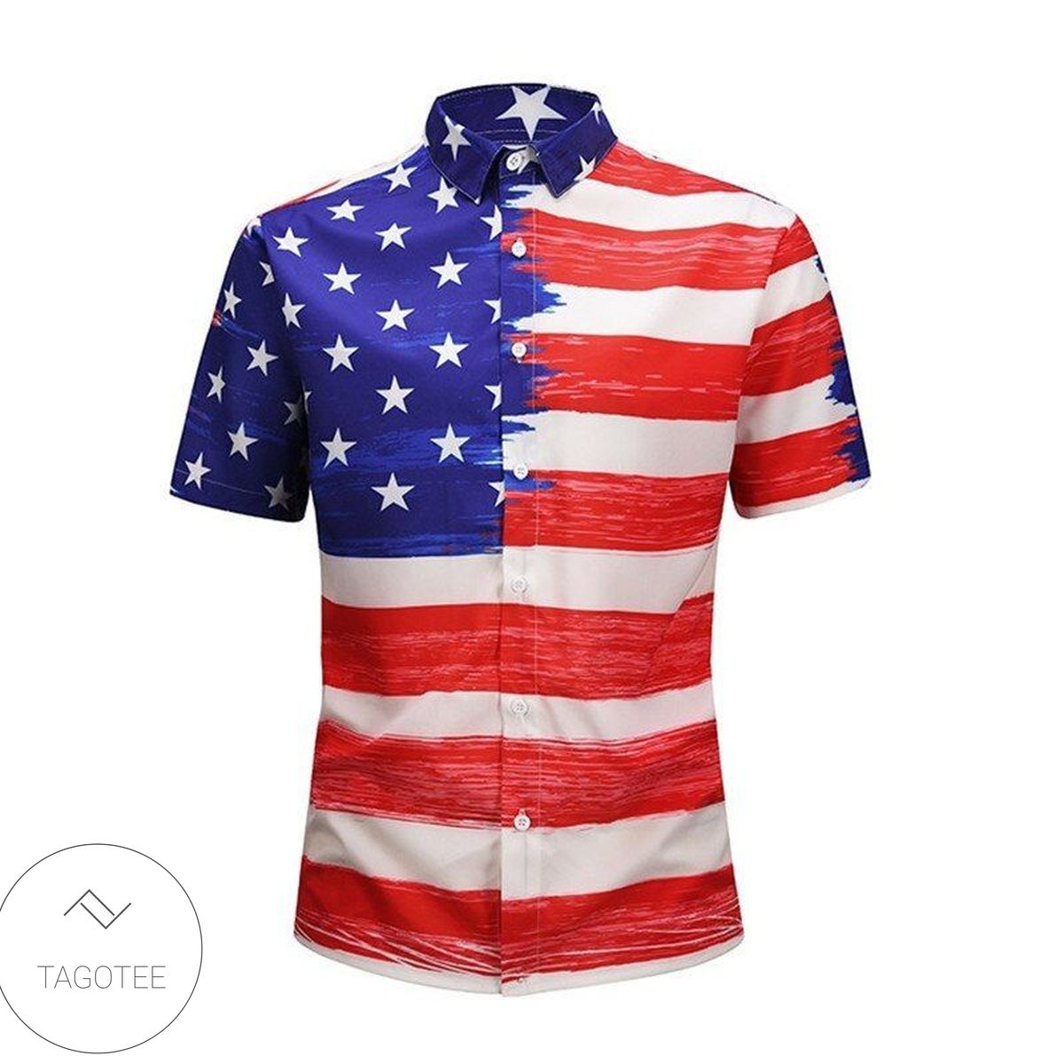 American Flag Print 3 Iconic Colors Hawaiian Shirt