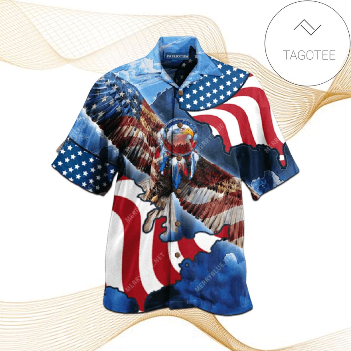 American Flag Rooster Drink Beer Print Short Sleeve Hawaiian Casual Shirt