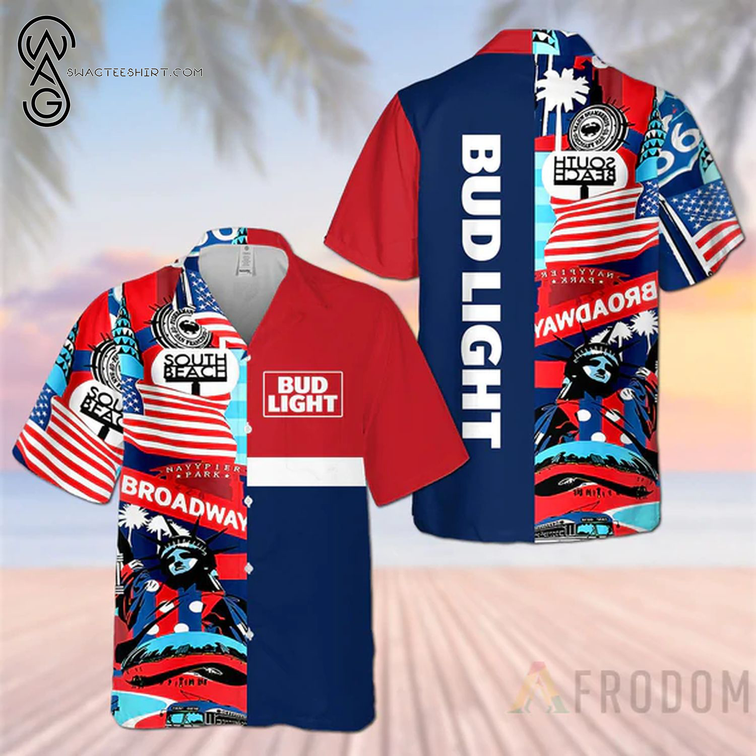 American Flag Fireworks Coors Light Beer Full Printing Hawaiian Shirt