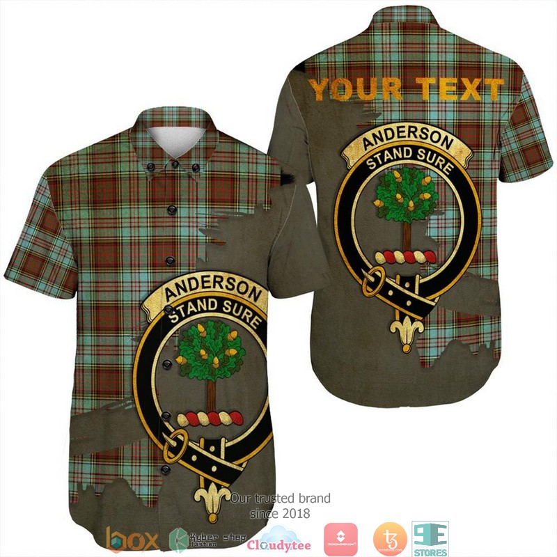 Anderson Modern Tartan Crest Personalized Short Sleeve Hawaiian Shirt