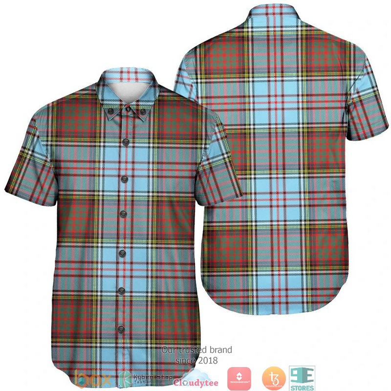 Anderson Modern Tartan Crest Personalized Short Sleeve Hawaiian Shirt