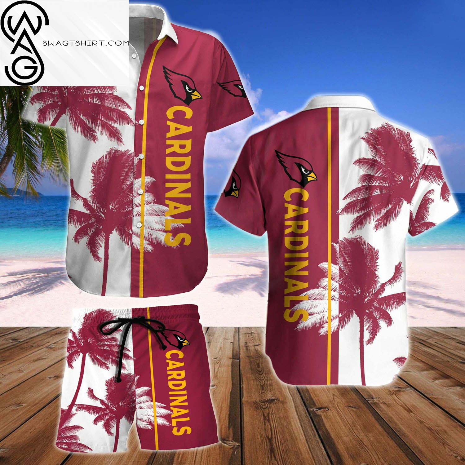 Arizona Cardinals All Over Print Hawaiian Shirt And Beach Shorts