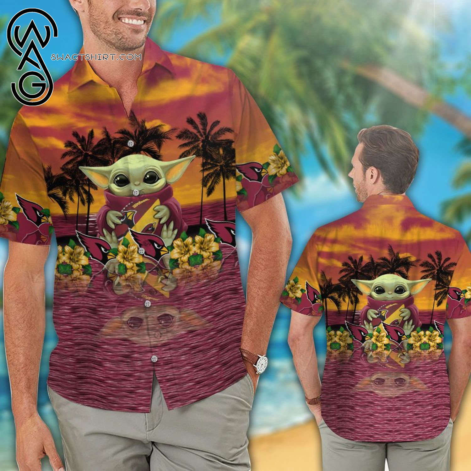 Arizona Cardinals And Baby Yoda Summer Vacation Hawaiian Shirt