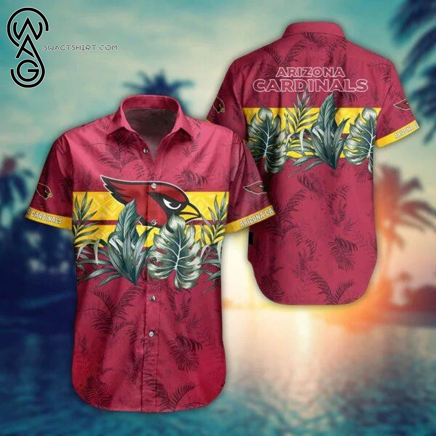 Arizona Cardinals Floral Red And Yellow Full Print Hawaiian Shirt