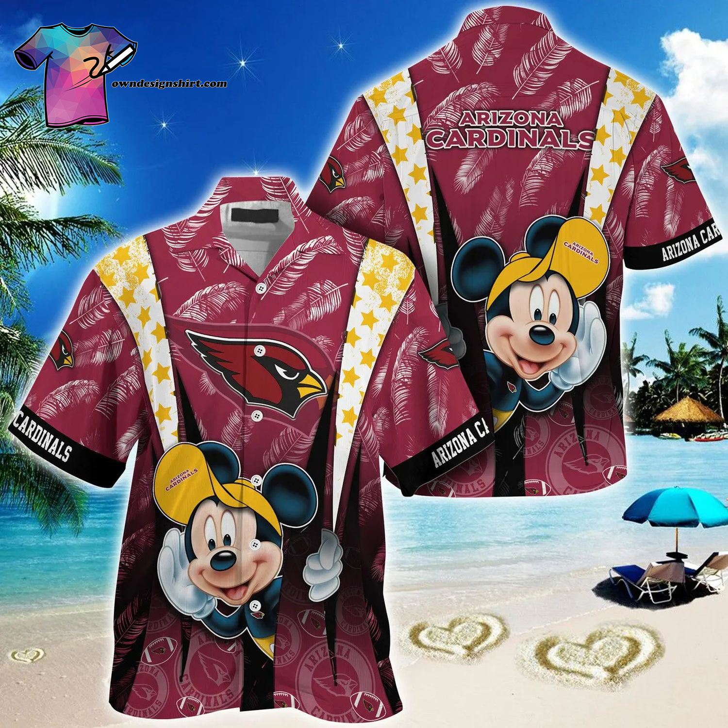 Arizona Cardinals Mickey Mouse Sports Fan All Over Print Hawaiian Shirt