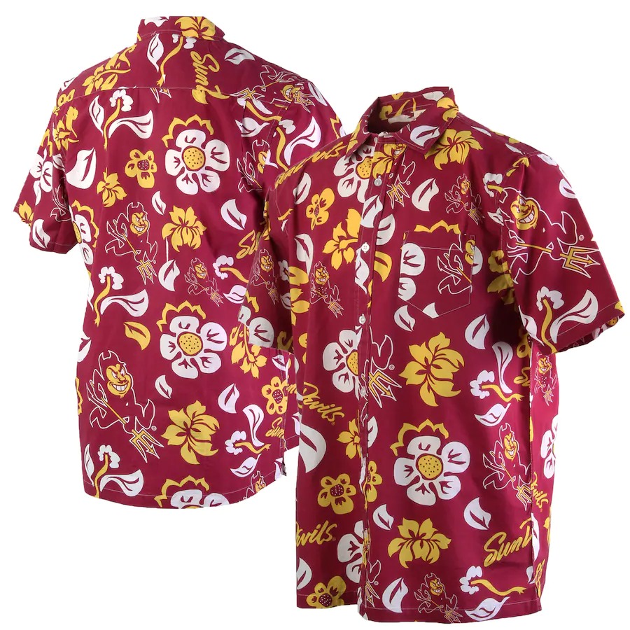 Arizona State Sun Devils Tommy Bahama Coconut Point Playa Flora IslandZone Maroon Hawaiian Shirt