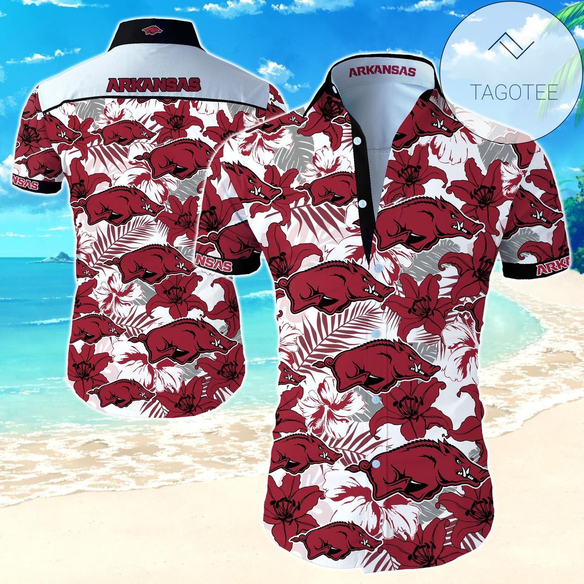 Arkansas Razorbacks Authentic Hawaiian Shirt 2022 Summer Button Up Shirt For Men Beach Wear Short Sleeve Authentic Hawaiian Shirt 2022