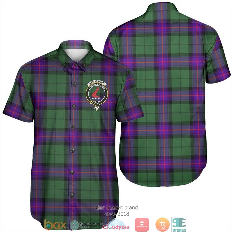 Armstrong Modern Tartan Crest Personalized Short Sleeve Hawaiian Shirt