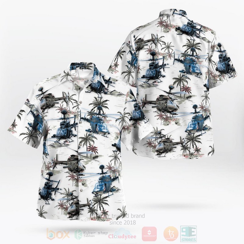 Army Bell OH-58 Kiowa palm tree white Hawaiian Shirt