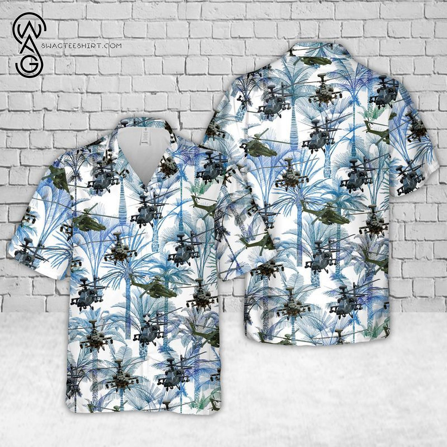 Army Boeing AH-64 Apache All Over Print Hawaiian Shirt