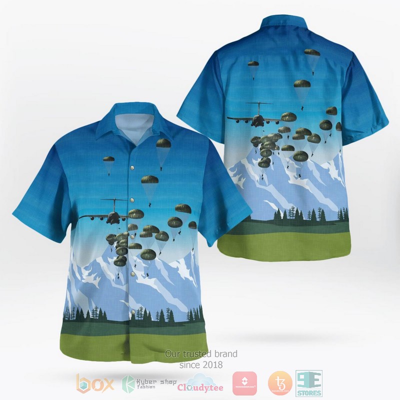 Army Paratroopers With The 82nd Airborne Division Parachute Hawaiian Shirt