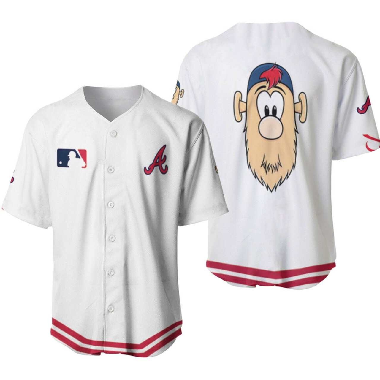 Atlanta braves mlb baseball team meet blooper logo white baseball jersey